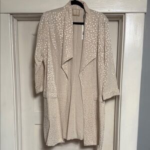 Tahari Cream Polka Dot Cardigan